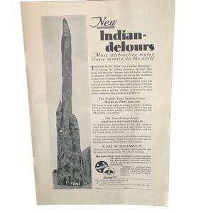 Vintage 1930 Santa Fe Harveycar Indian Detours Ad Advertisement